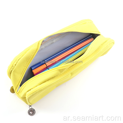 معكرون لون الجانب المزدوج فتحة Zpper Pencil Pouch